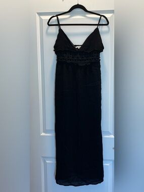 Love Tree Black Maxi Dress with Spaghetti Straps-Size L